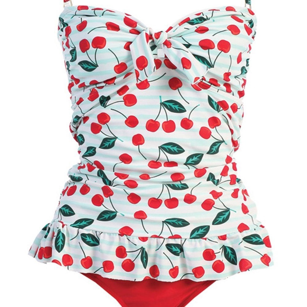 Marina West Cherry Print 2 pc Tankini Swimsuit - Picture 3 of 9